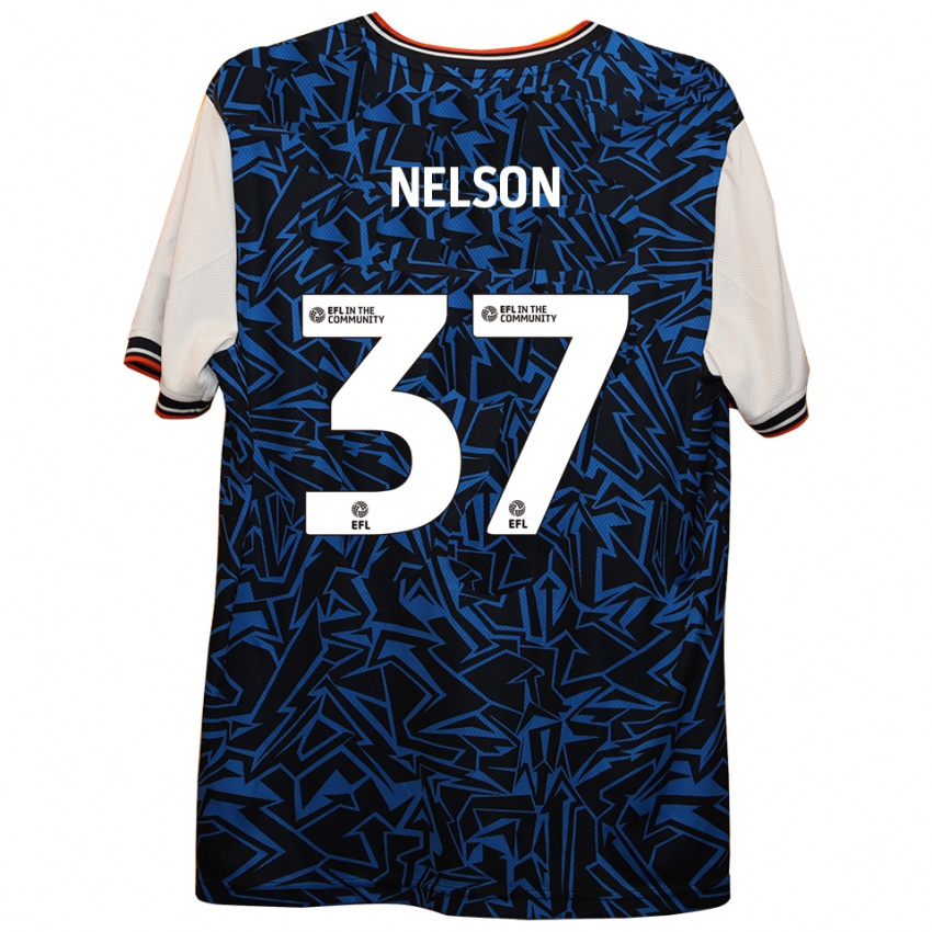 גברים זאק נלסון #37 כחול שחור לבן הרחק ג'רזי 2025/26 חולצה קצרה