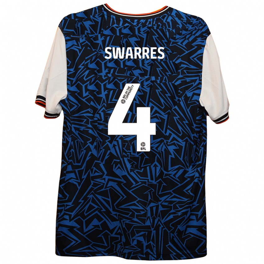 גברים Shianne Swarres #4 כחול שחור לבן הרחק ג'רזי 2025/26 חולצה קצרה