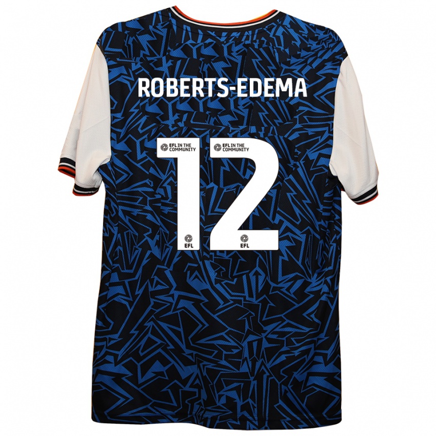 גברים Kyron Roberts-Edema #12 כחול שחור לבן הרחק ג'רזי 2025/26 חולצה קצרה