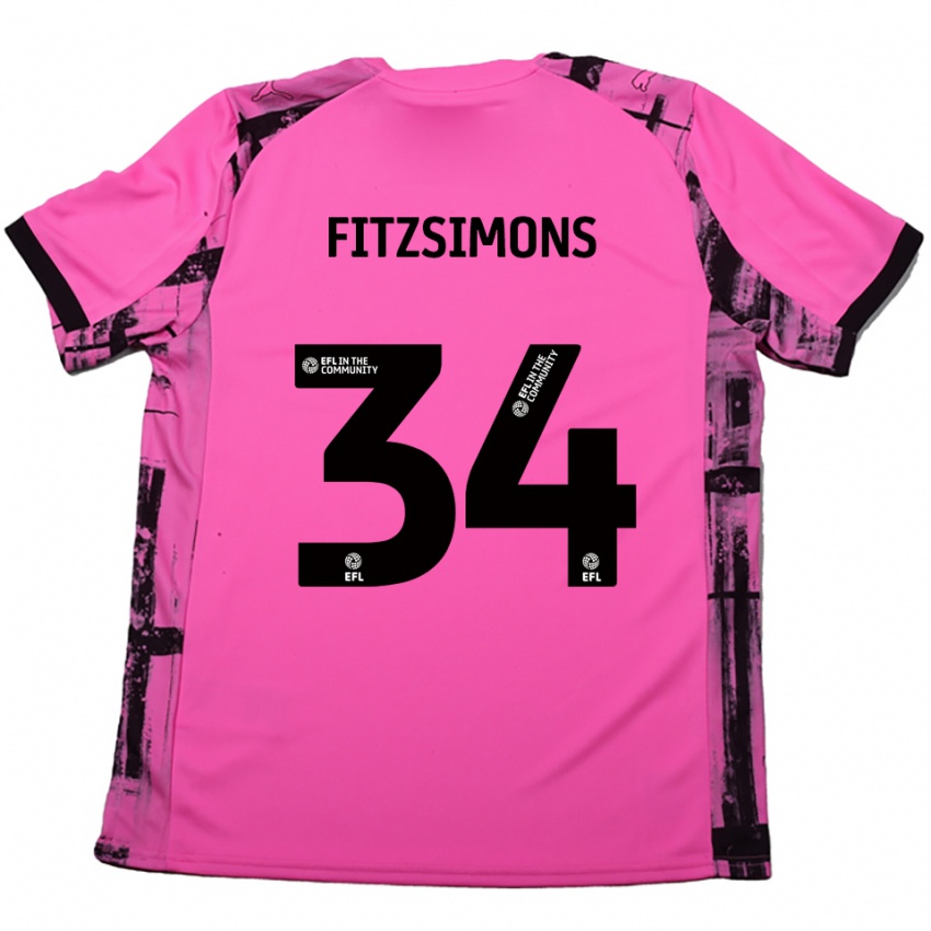 גברים רוס פיצימונס #34 אדום ורד שחור הרחק ג'רזי 2025/26 חולצה קצרה