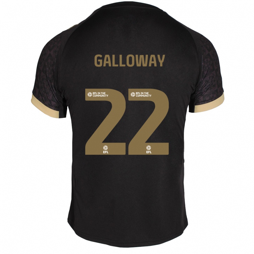 גברים ברנדן גאלאוויי #22 שחור זהב הרחק ג'רזי 2025/26 חולצה קצרה