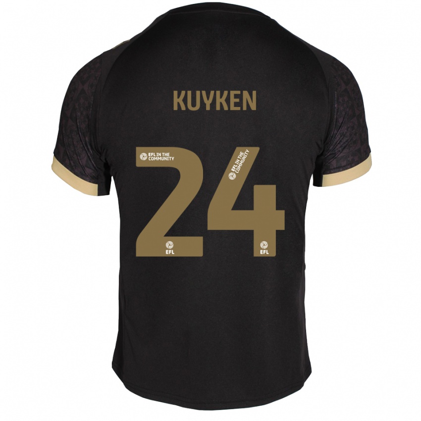 גברים אווה קאיקן #24 שחור זהב הרחק ג'רזי 2025/26 חולצה קצרה