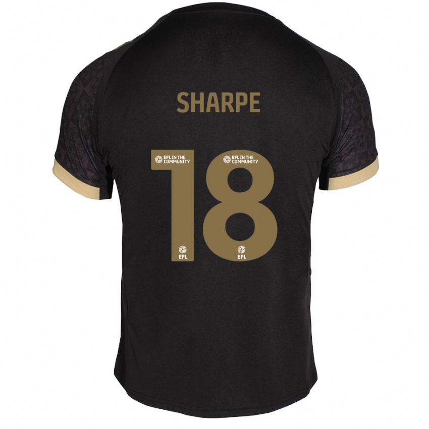 גברים James Sharpe #18 שחור זהב הרחק ג'רזי 2025/26 חולצה קצרה