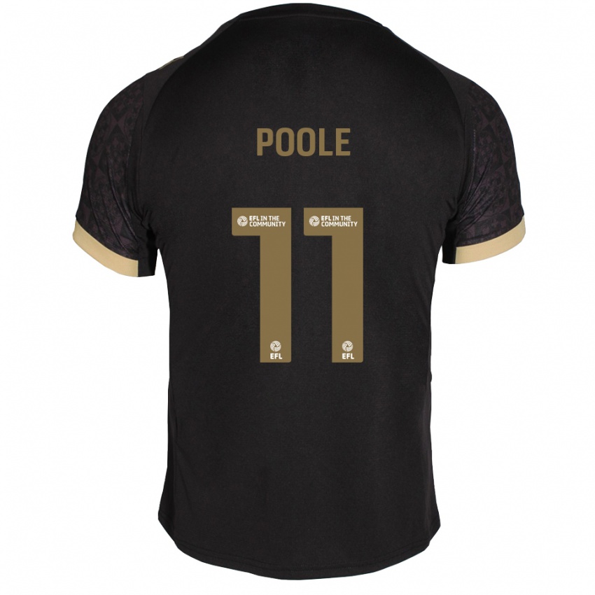 גברים Fletcher Poole #11 שחור זהב הרחק ג'רזי 2025/26 חולצה קצרה