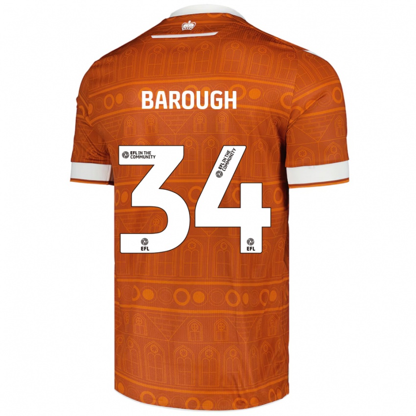 גברים Joe Barough #34 כתום לבן הרחק ג'רזי 2025/26 חולצה קצרה