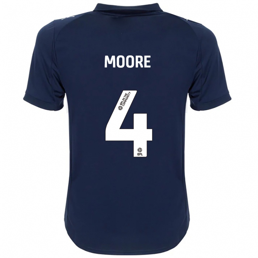 גברים Abbie Moore #4 כחול נייבי לבן הרחק ג'רזי 2025/26 חולצה קצרה