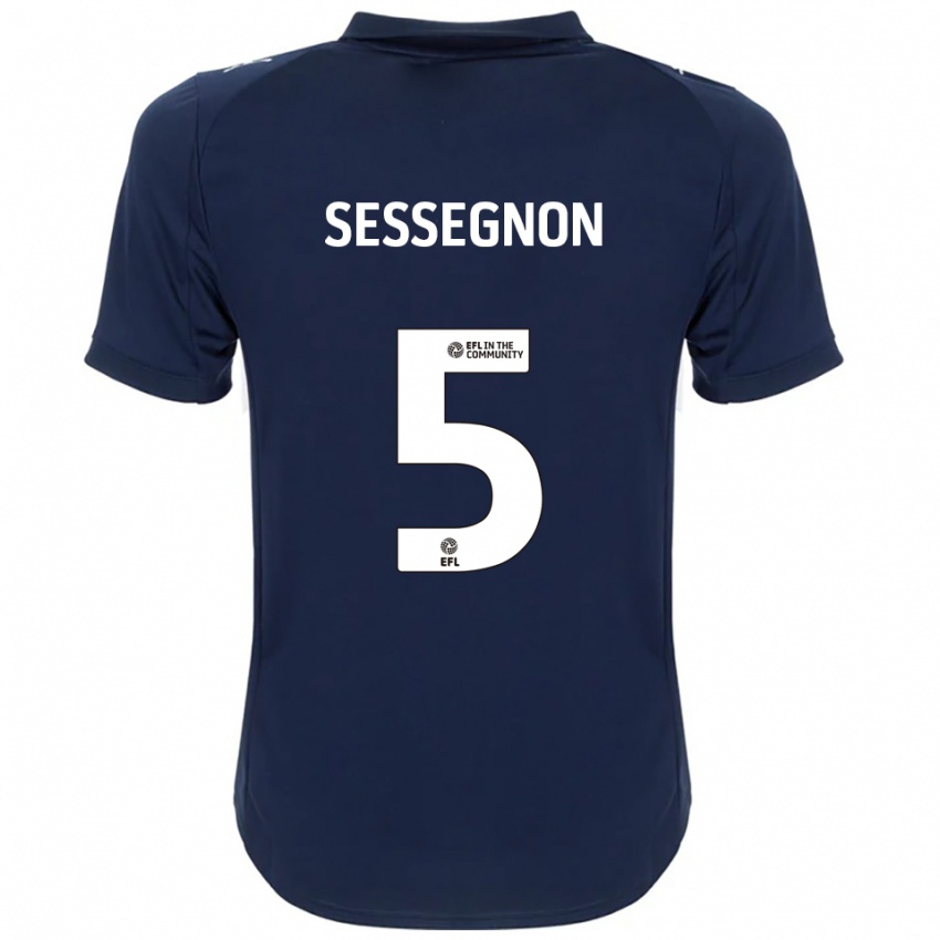 גברים סטיבן ססניון #5 כחול נייבי לבן הרחק ג'רזי 2025/26 חולצה קצרה