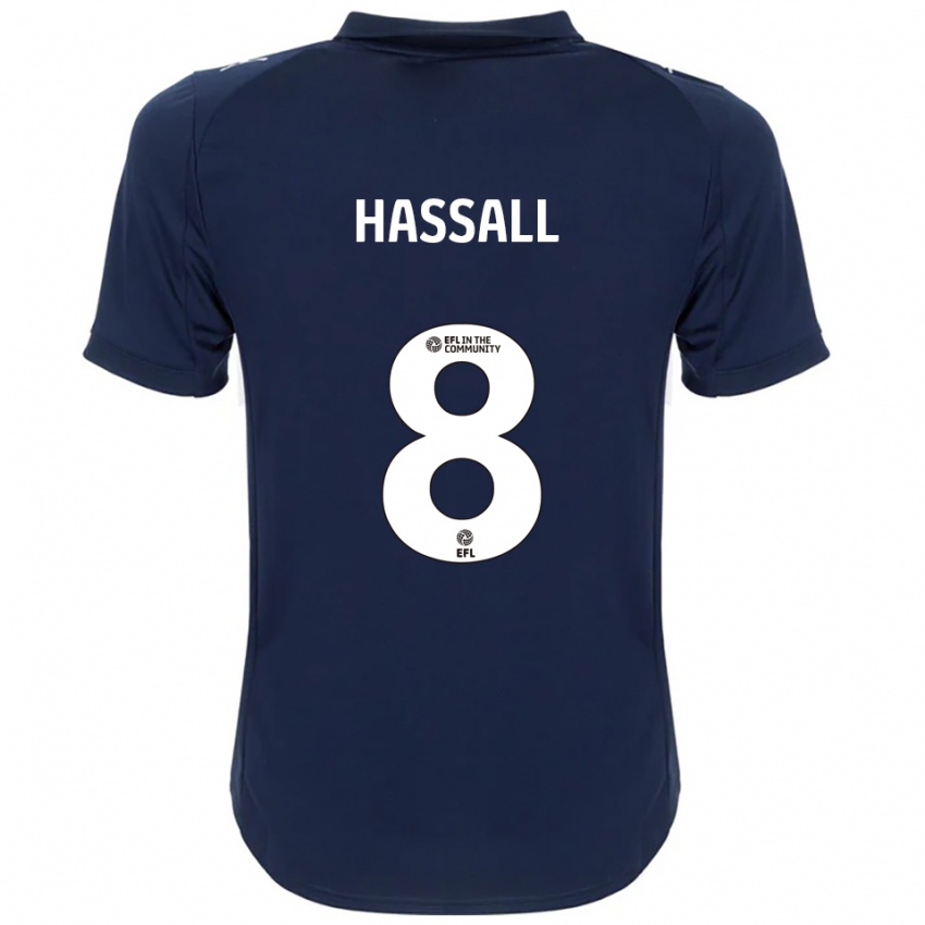 גברים Molly Hassall #8 כחול נייבי לבן הרחק ג'רזי 2025/26 חולצה קצרה