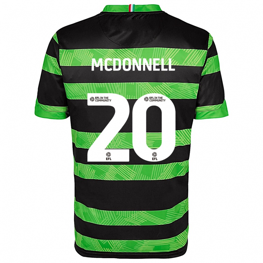 גברים Joe Mcdonnell #20 שחור ירוק הרחק ג'רזי 2025/26 חולצה קצרה