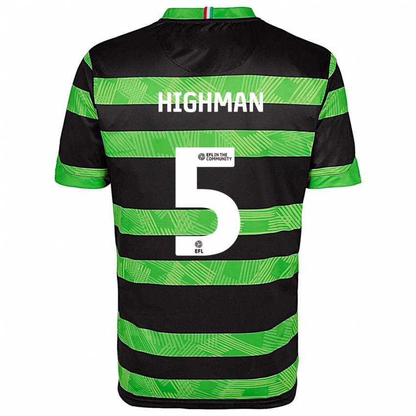 גברים Kelly Highman #5 שחור ירוק הרחק ג'רזי 2025/26 חולצה קצרה