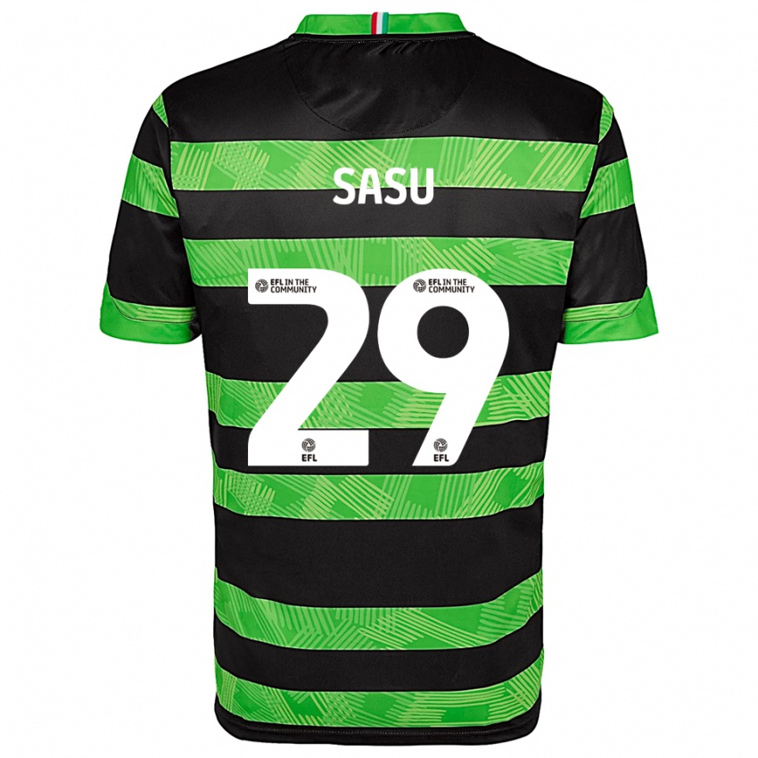 גברים ארון סאסו #29 שחור ירוק הרחק ג'רזי 2025/26 חולצה קצרה