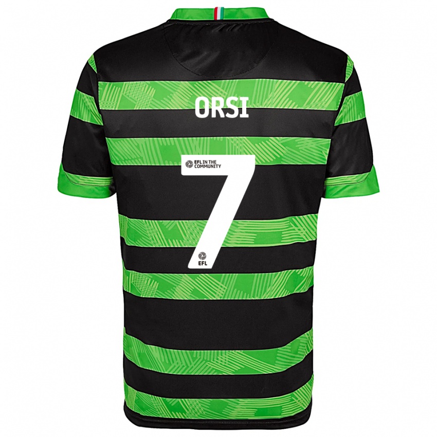 גברים דנילו אורסי #7 שחור ירוק הרחק ג'רזי 2025/26 חולצה קצרה