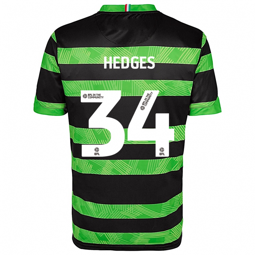 גברים Harry Hedges #34 שחור ירוק הרחק ג'רזי 2025/26 חולצה קצרה