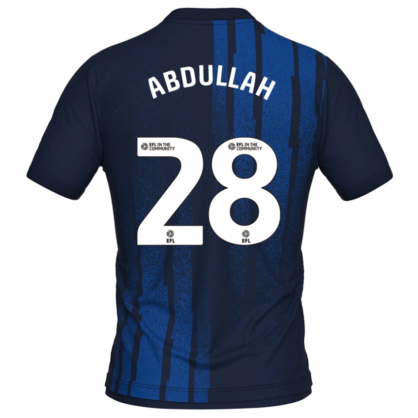 גברים מקיל עבדאללה #28 כחול נייבי לבן הרחק ג'רזי 2025/26 חולצה קצרה