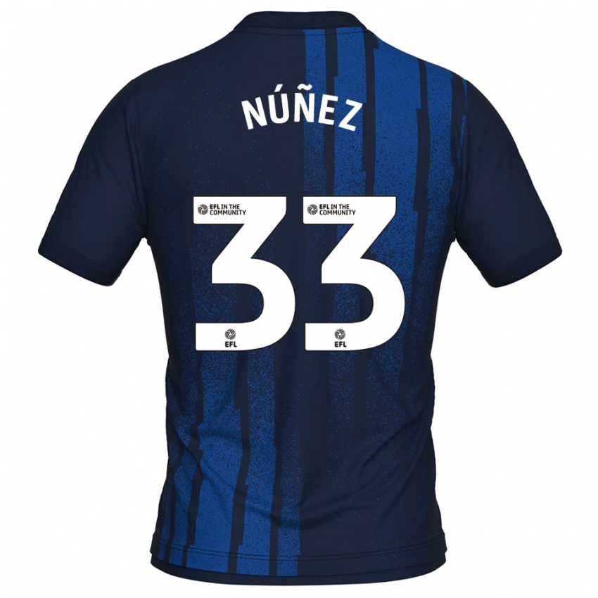 גברים Anthony Núñez #33 כחול נייבי לבן הרחק ג'רזי 2025/26 חולצה קצרה