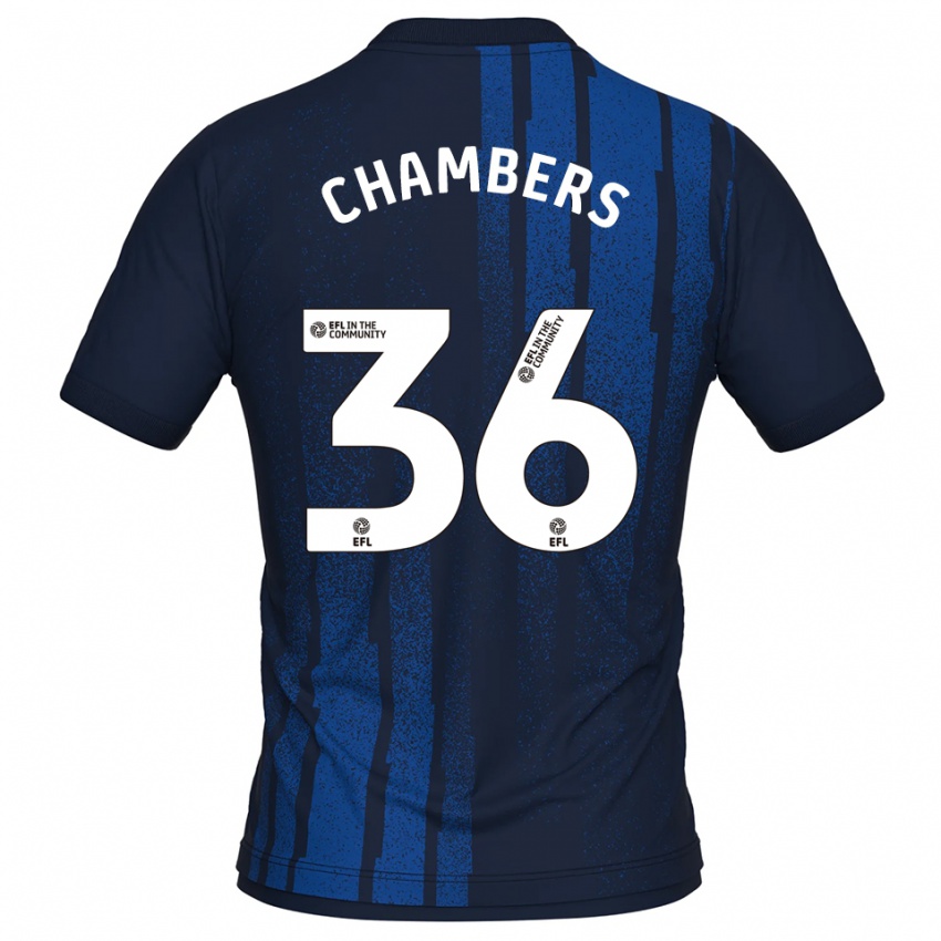 גברים Jayden Chambers #36 כחול נייבי לבן הרחק ג'רזי 2025/26 חולצה קצרה