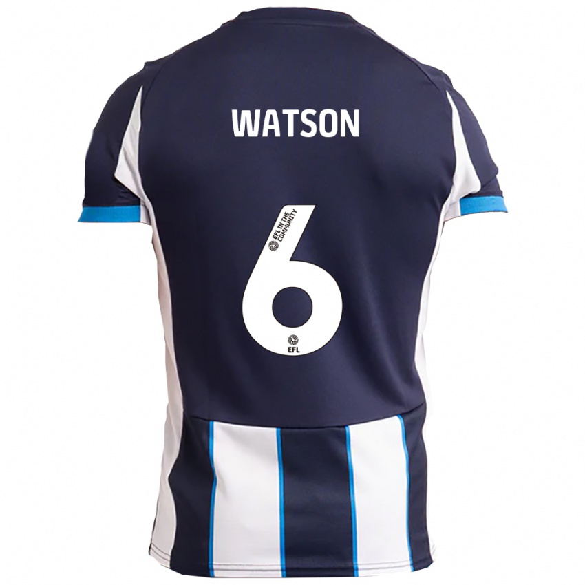 גברים ריס דין ווטסון #6 לבן כחול נייבי הרחק ג'רזי 2025/26 חולצה קצרה