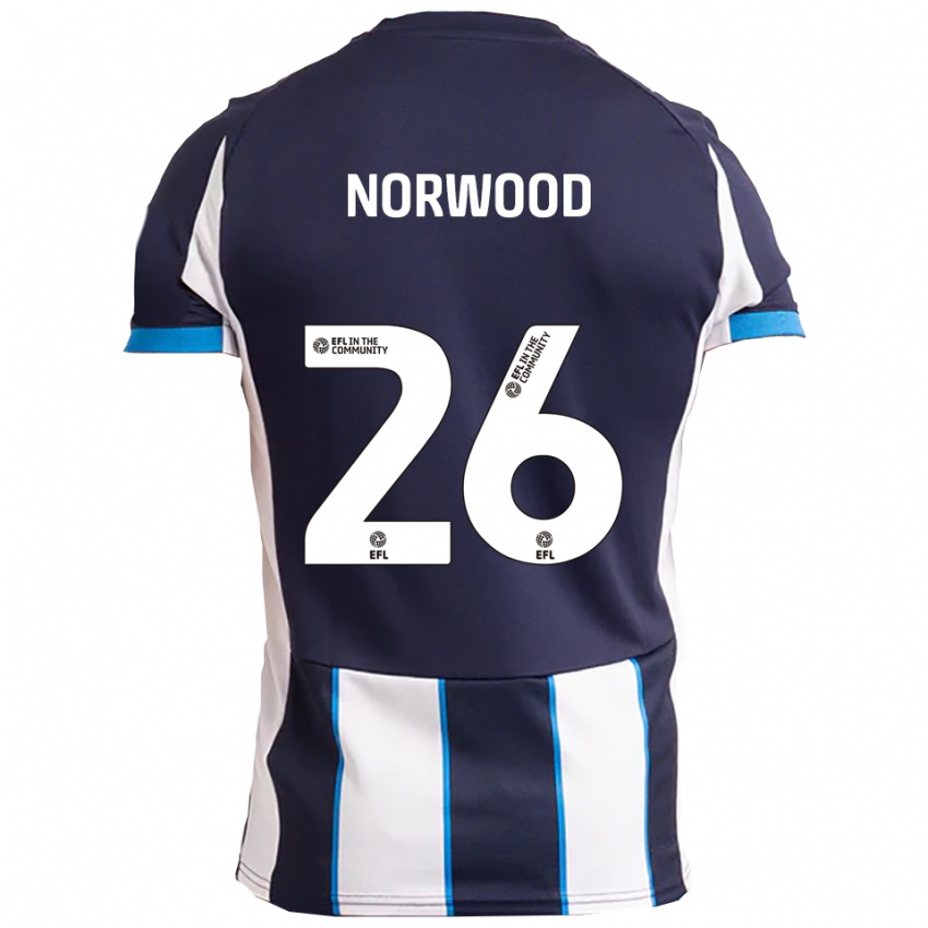 גברים אוליבר נורווד #26 לבן כחול נייבי הרחק ג'רזי 2025/26 חולצה קצרה