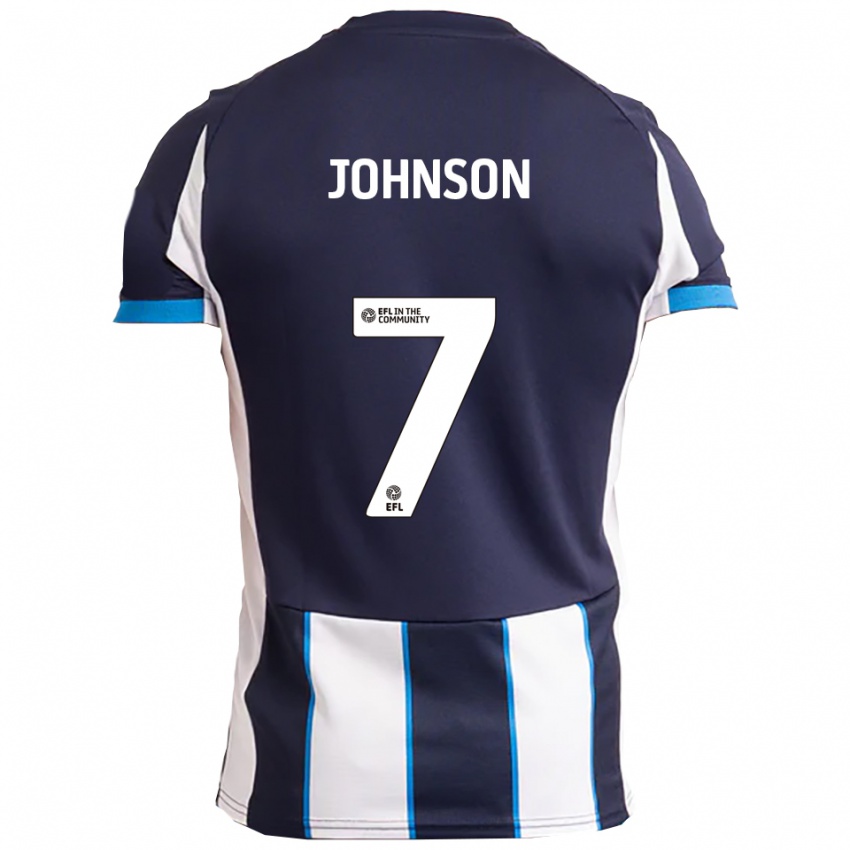 גברים Harry Johnson #7 לבן כחול נייבי הרחק ג'רזי 2025/26 חולצה קצרה