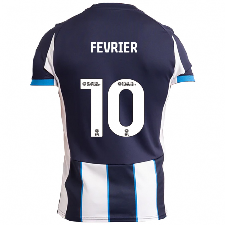 גברים Jayden Fevrier #10 לבן כחול נייבי הרחק ג'רזי 2025/26 חולצה קצרה