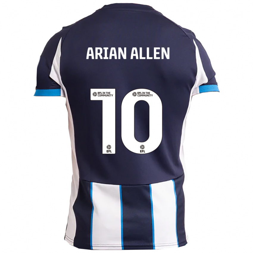 גברים אריאן אלן #10 לבן כחול נייבי הרחק ג'רזי 2025/26 חולצה קצרה