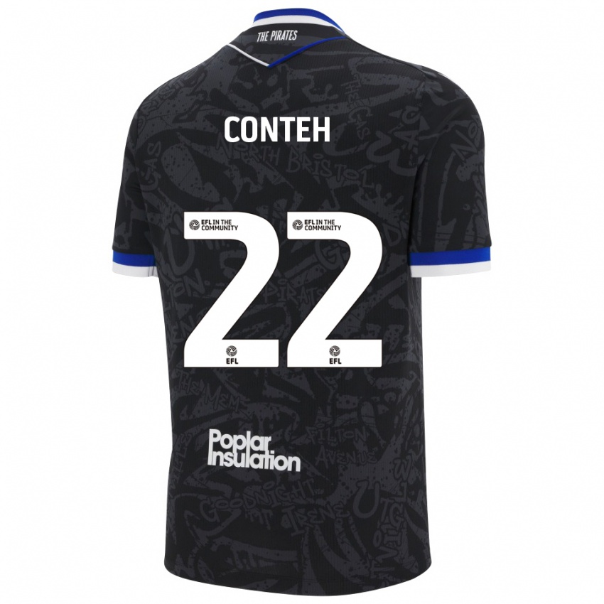 גברים קמיל קונטה #22 שחור לבן הרחק ג'רזי 2025/26 חולצה קצרה