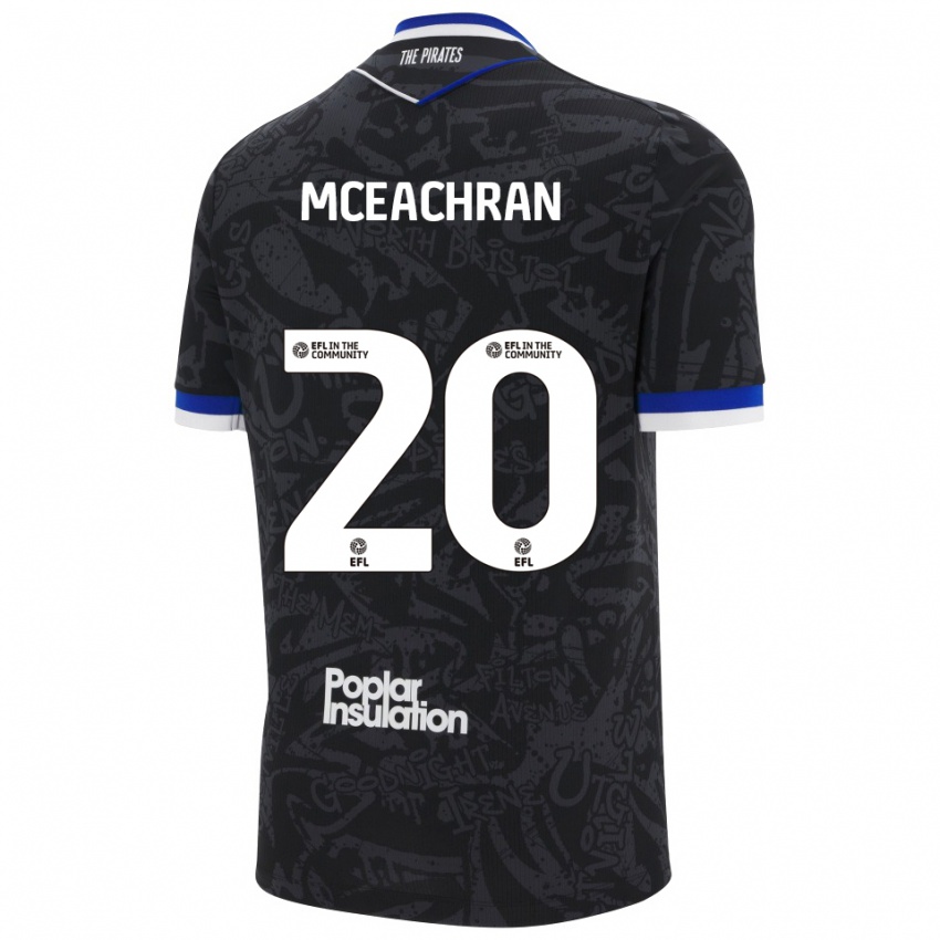 גברים ג'וש מקאקרן #20 שחור לבן הרחק ג'רזי 2025/26 חולצה קצרה