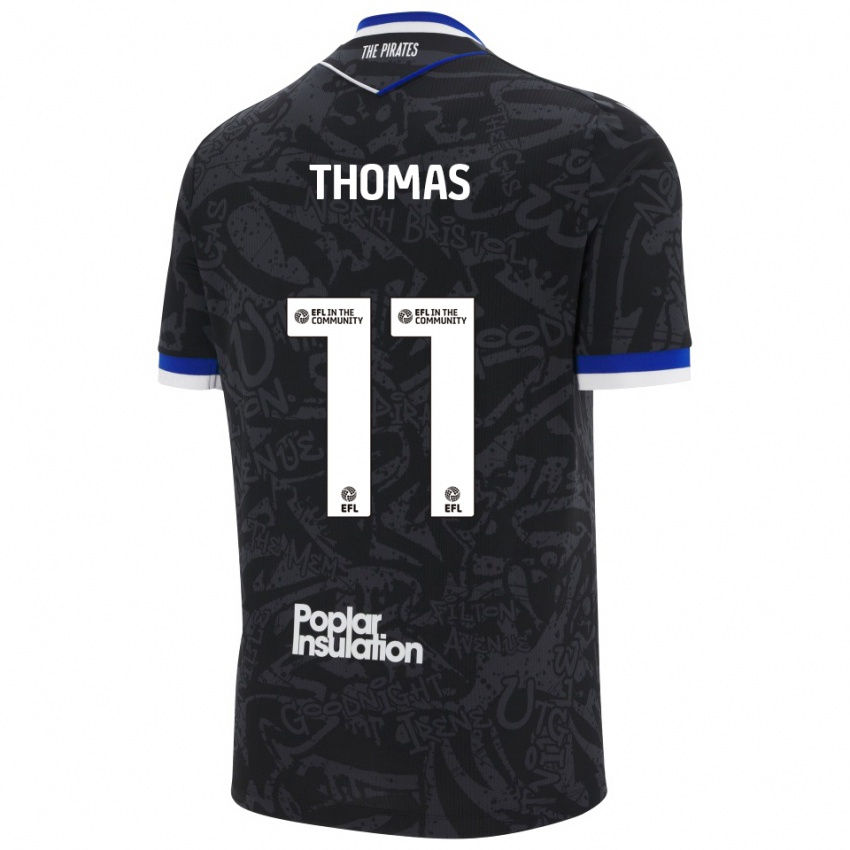 גברים לוק תומאס #11 שחור לבן הרחק ג'רזי 2025/26 חולצה קצרה