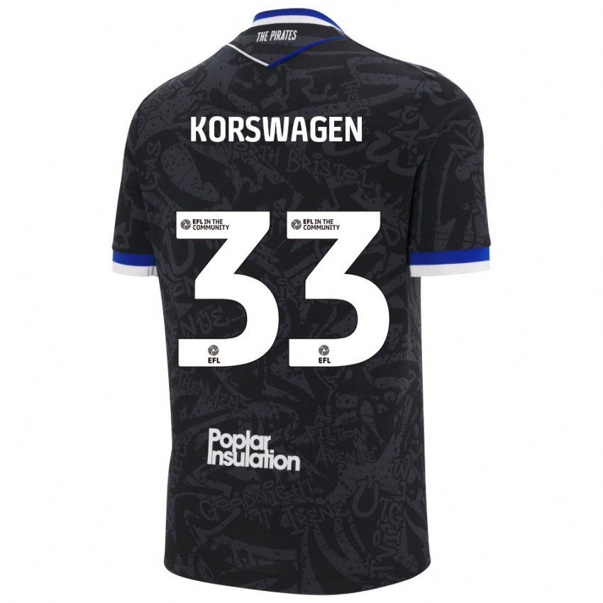 גברים Mattijis Korswagen #33 שחור לבן הרחק ג'רזי 2025/26 חולצה קצרה