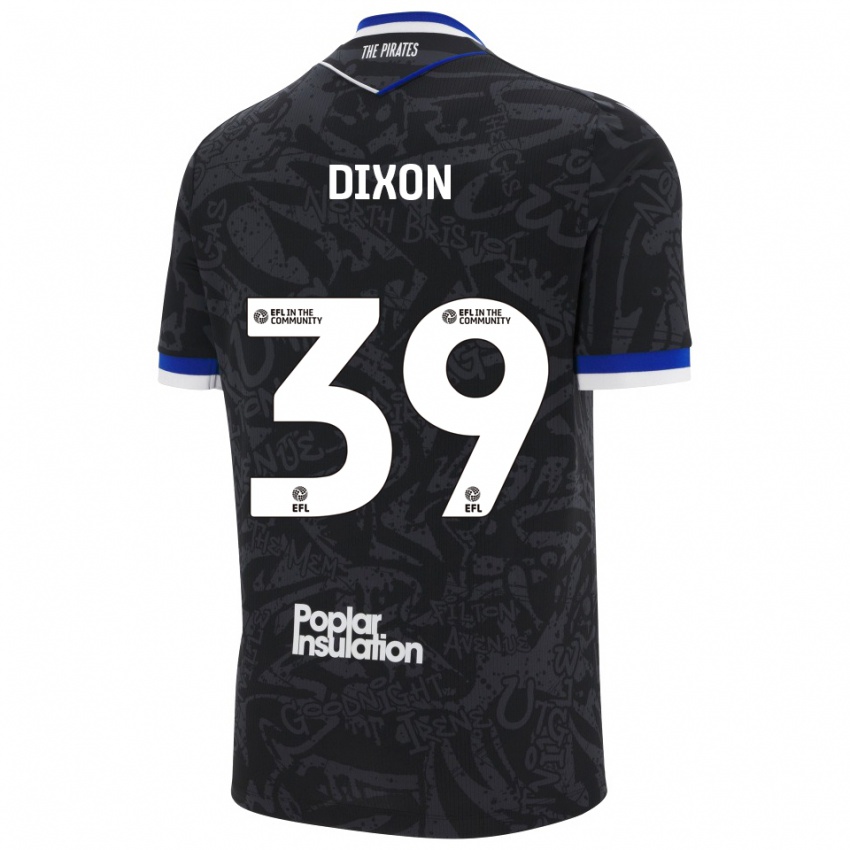 גברים Quincy Dixon #39 שחור לבן הרחק ג'רזי 2025/26 חולצה קצרה