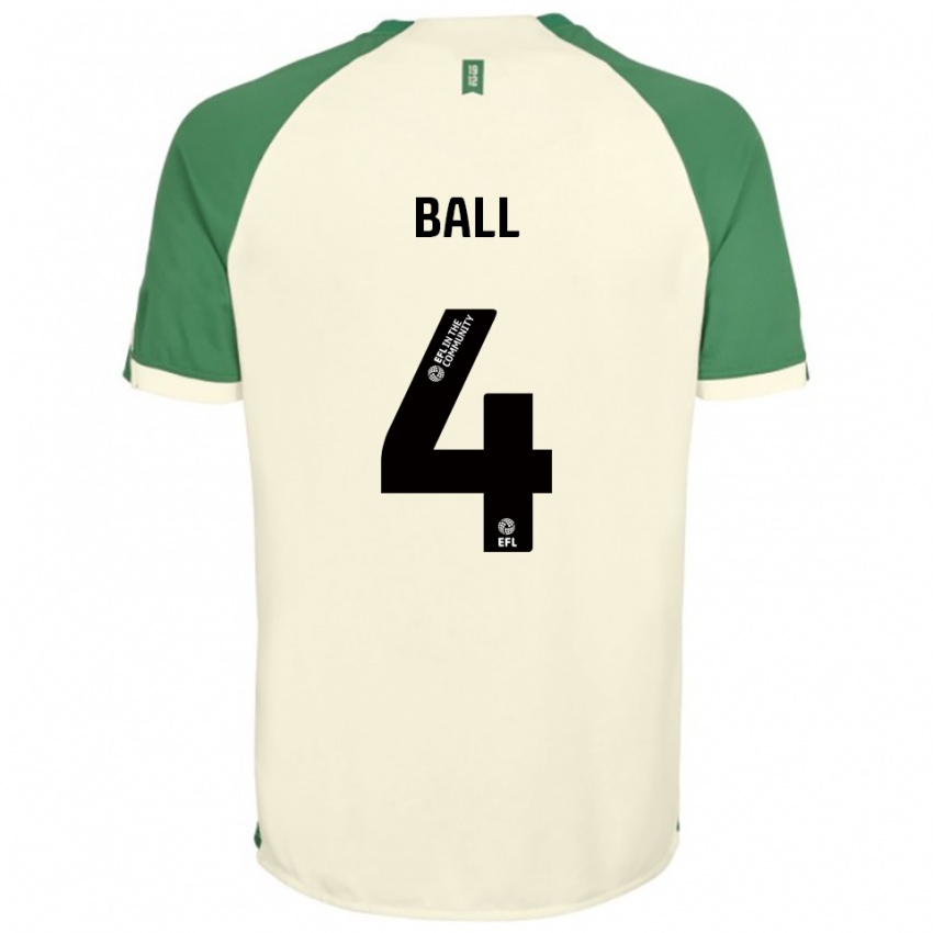 גברים דומיניק בול #4 לבן שמנת ירוק הרחק ג'רזי 2025/26 חולצה קצרה