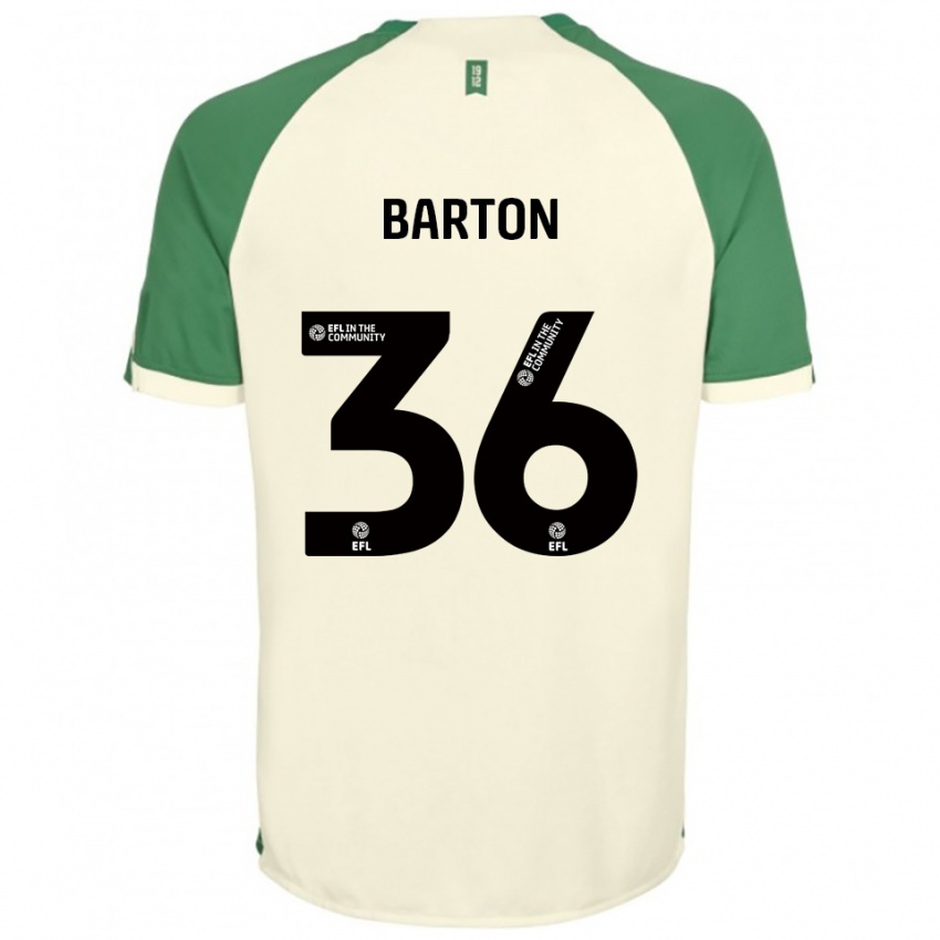 גברים Dan Barton #36 לבן שמנת ירוק הרחק ג'רזי 2025/26 חולצה קצרה