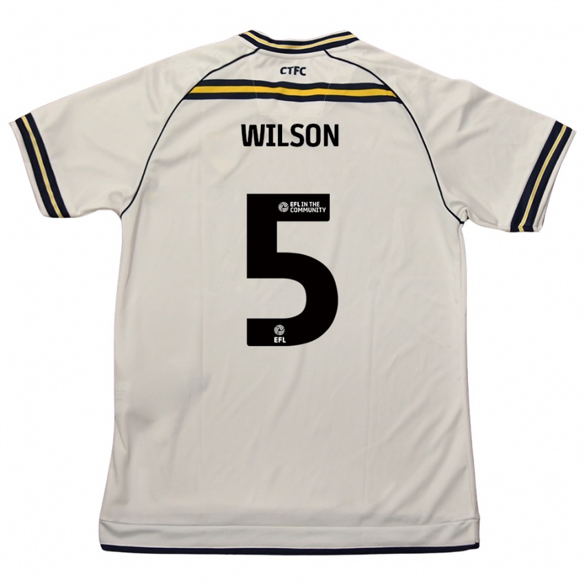 גברים ג'יימס ווילסון #5 לבן כחול נייבי הרחק ג'רזי 2025/26 חולצה קצרה