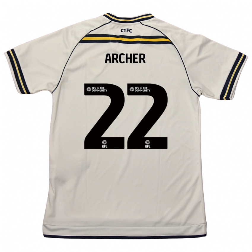 גברים אטון ארצ׳ר #22 לבן כחול נייבי הרחק ג'רזי 2025/26 חולצה קצרה