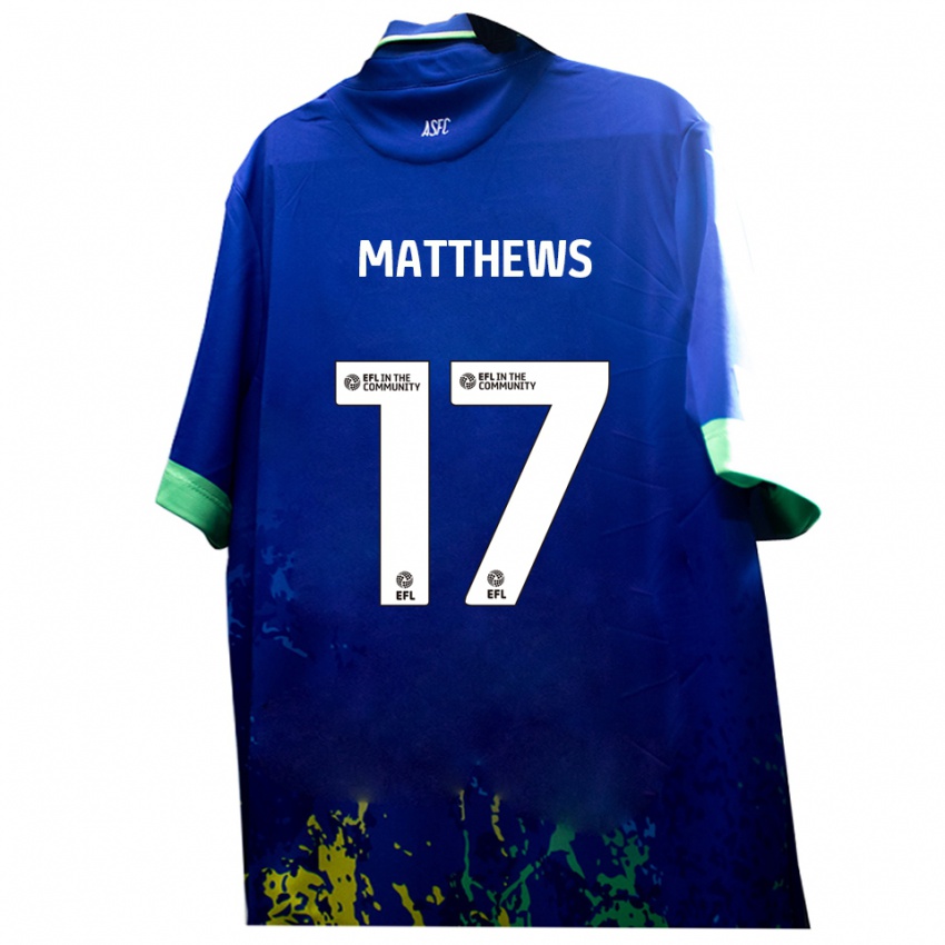 גברים Devon Matthews #17 כחול צהוב הרחק ג'רזי 2025/26 חולצה קצרה