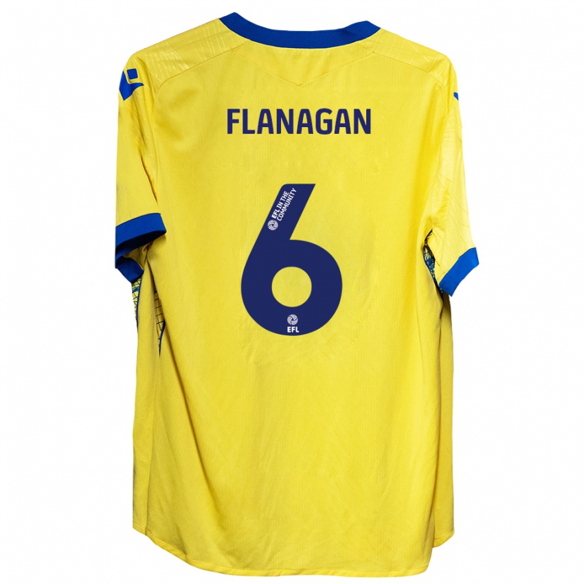 גברים Tom Flanagan #6 צהוב כחול הרחק ג'רזי 2025/26 חולצה קצרה