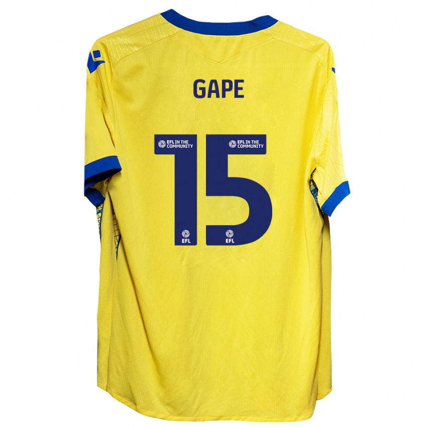 גברים Dominic Gape #15 צהוב כחול הרחק ג'רזי 2025/26 חולצה קצרה