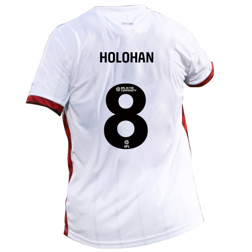גברים גאוואן הולוהאן #8 לבן אדום שחור הרחק ג'רזי 2025/26 חולצה קצרה