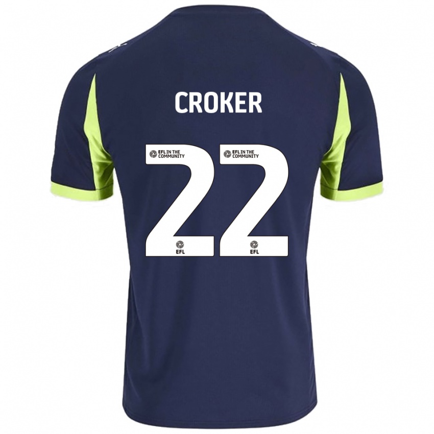 גברים פיל קרוקר #22 כחול נייבי ירוק זוהר הרחק ג'רזי 2025/26 חולצה קצרה