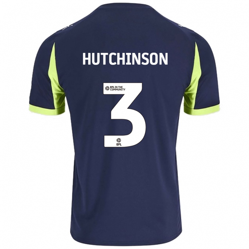 גברים ריס האצ'ינסון #3 כחול נייבי ירוק זוהר הרחק ג'רזי 2025/26 חולצה קצרה