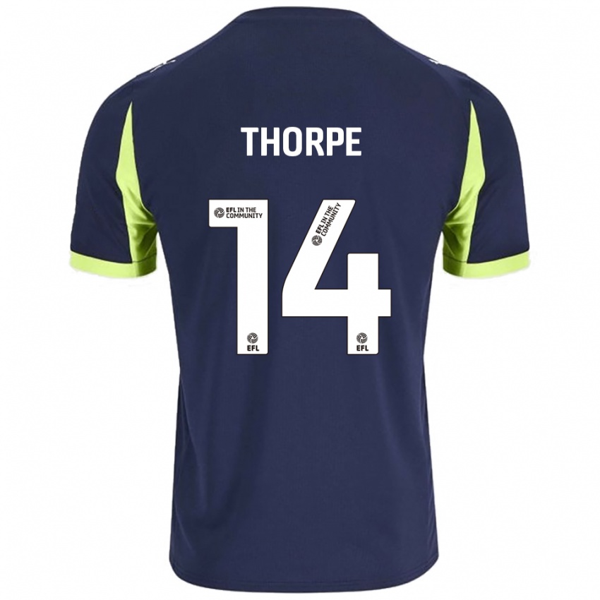 גברים איידן ת׳ורפ #14 כחול נייבי ירוק זוהר הרחק ג'רזי 2025/26 חולצה קצרה