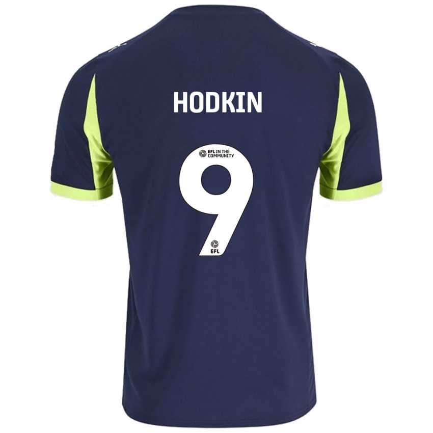 גברים ג׳ורדן הודקין #9 כחול נייבי ירוק זוהר הרחק ג'רזי 2025/26 חולצה קצרה