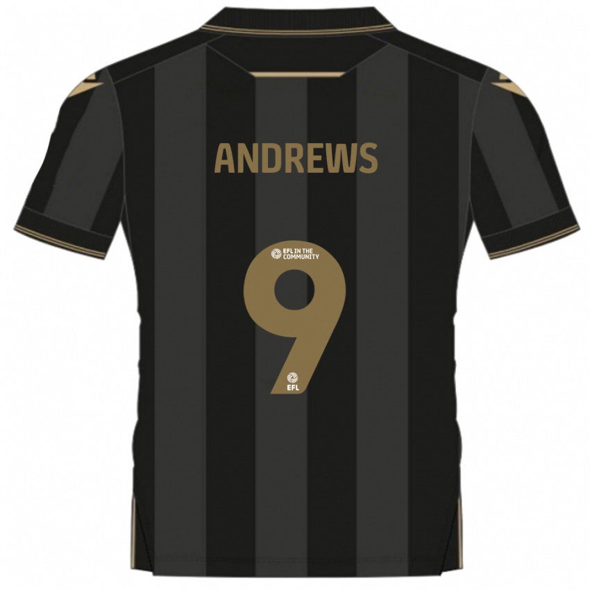 גברים ג'וש אנדרוז #9 שחור זהב הרחק ג'רזי 2025/26 חולצה קצרה