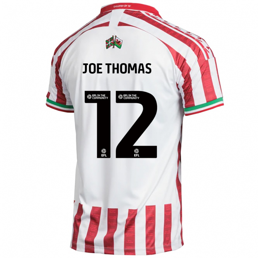 גברים ג'ו תומאס #12 אדום לבן הרחק ג'רזי 2025/26 חולצה קצרה