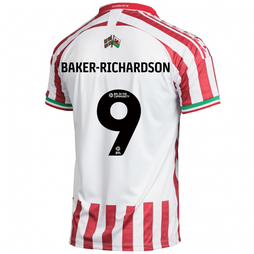 גברים קורטני בייקר-ריצ'רדסון #9 אדום לבן הרחק ג'רזי 2025/26 חולצה קצרה