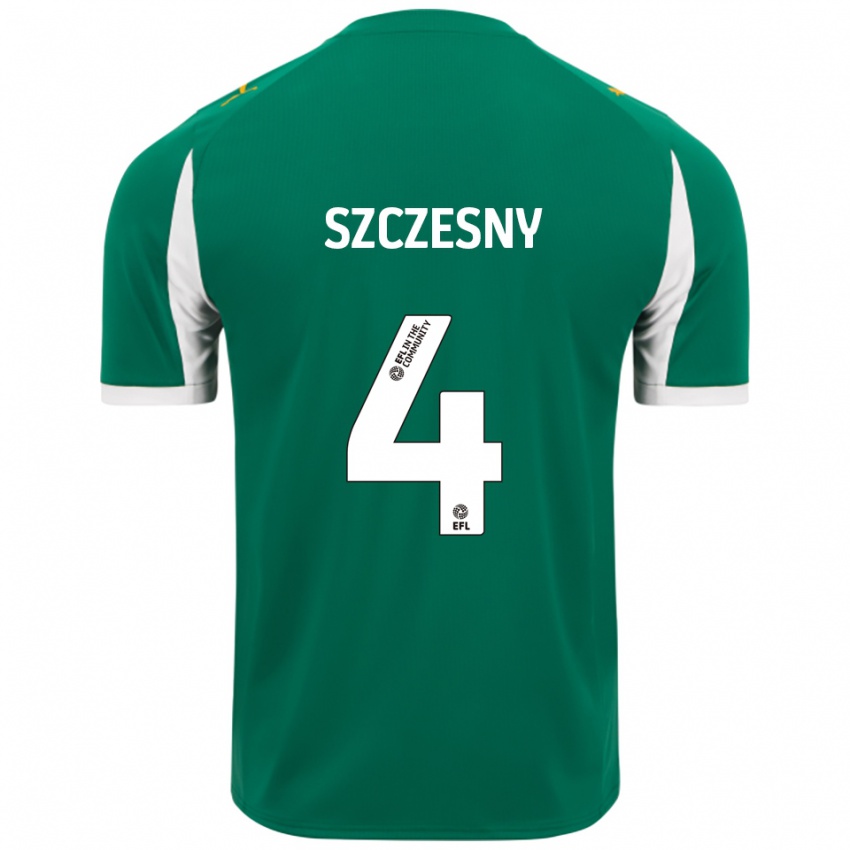 גברים Nikos Szczesny #4 ירוק לבן הרחק ג'רזי 2025/26 חולצה קצרה