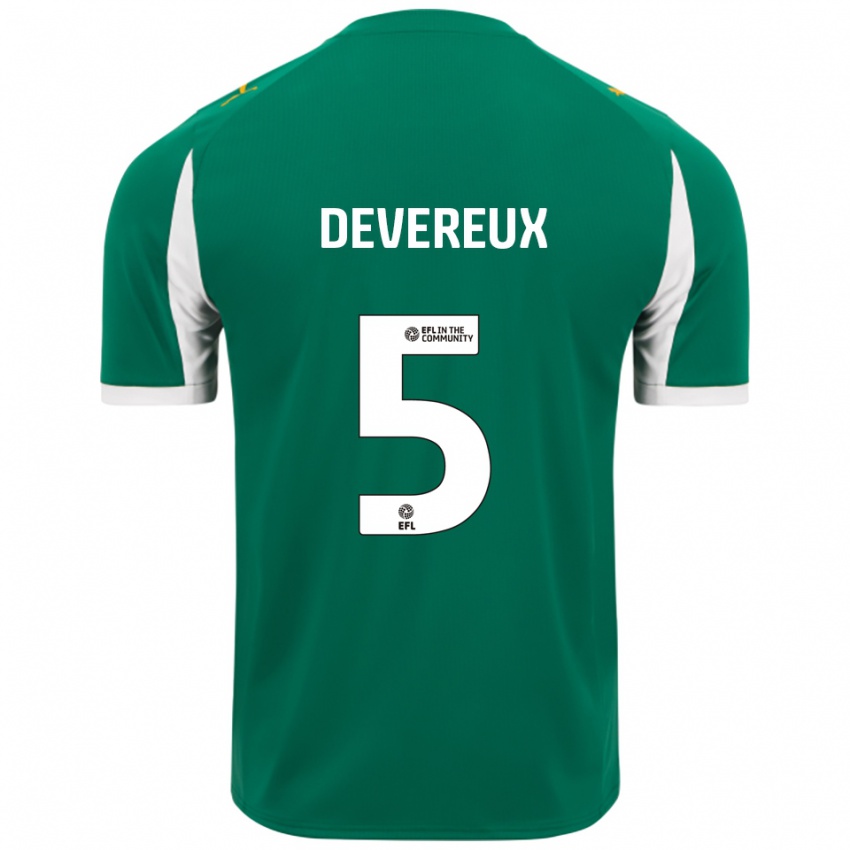 גברים Frankie Devereux #5 ירוק לבן הרחק ג'רזי 2025/26 חולצה קצרה