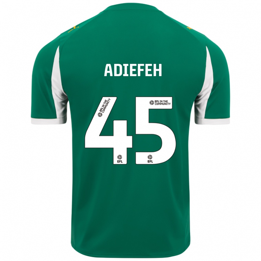 גברים Daniel Adiefeh #45 ירוק לבן הרחק ג'רזי 2025/26 חולצה קצרה