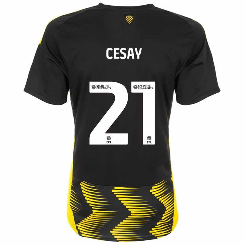 גברים קאלום סיסאי #21 שחור צהוב הרחק ג'רזי 2025/26 חולצה קצרה