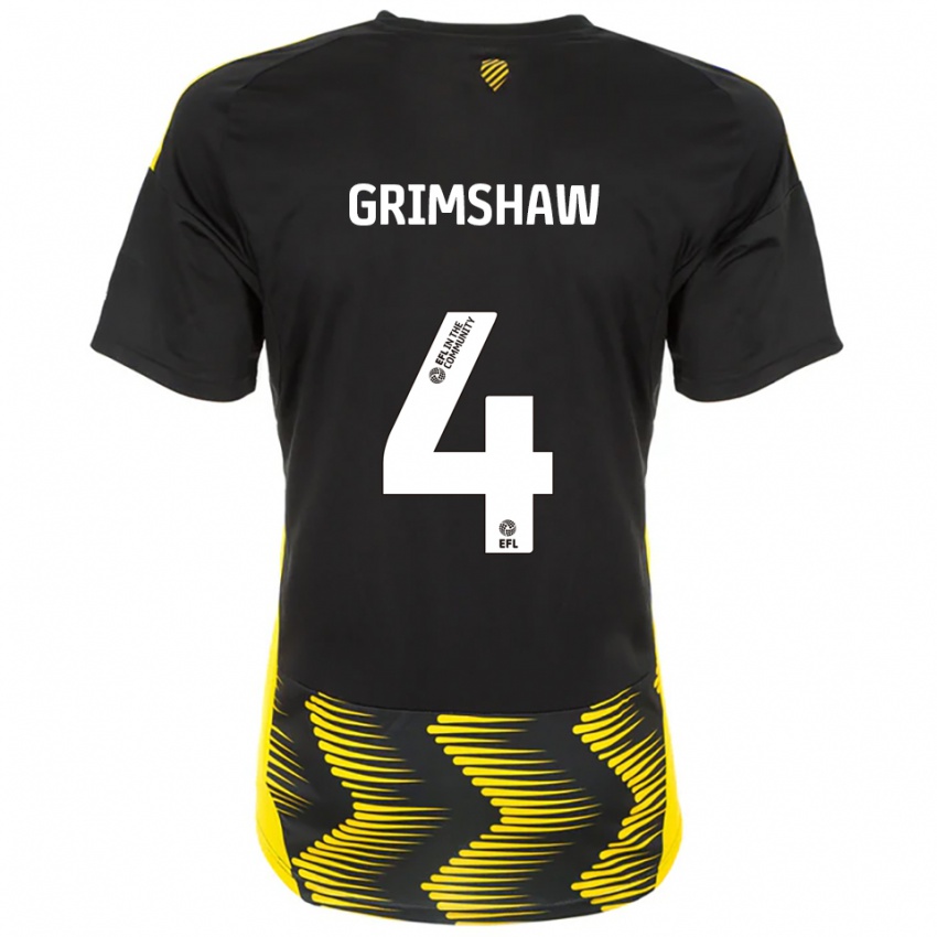 גברים Niamh Grimshaw #4 שחור צהוב הרחק ג'רזי 2025/26 חולצה קצרה